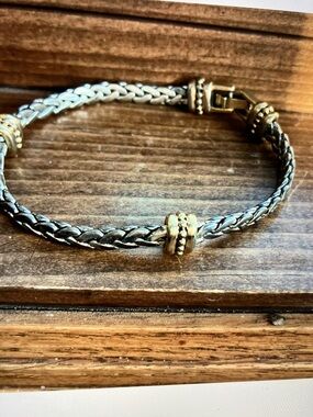 Vintage silver, gold, braided chain bracelet two tone.